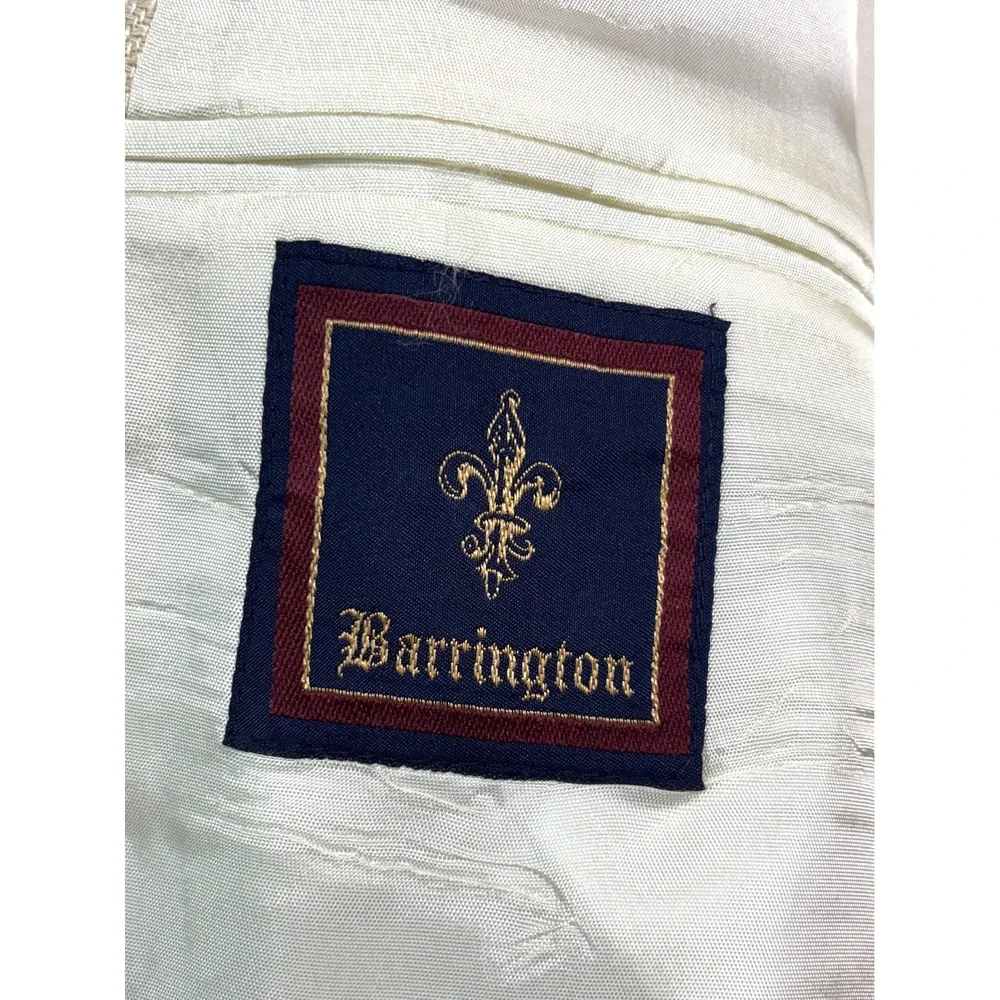 NEW vtg Barrington 46R Cream Ivory 100% Silk Blazer Jacket Sport Suit Coat Mens